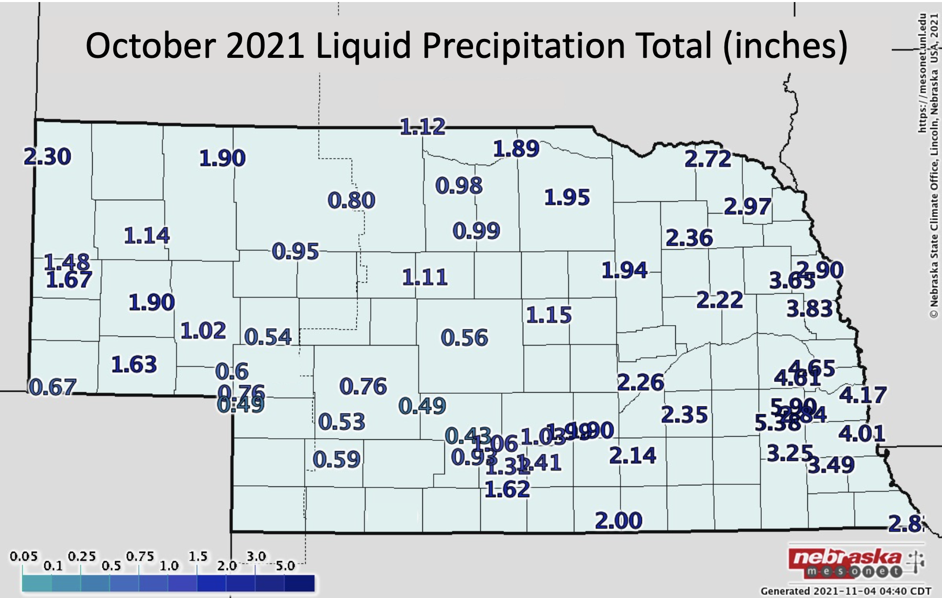 Precipitation varies across state in a warmer than normal October